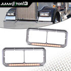Chrome Headlight Bezels Fit For Kenwroth T600 T800 W900 Amber Light W  Clear Bar