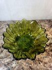 60 s Vintage Indiana Glass Lily Pons Sunflower Bowl Avocado Green Mid Century 7 