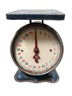 Antique American Family 1900s Blue Metal Baby Weight Scale - Great Graphics