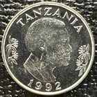 Tanzania 1992 Nickel Clad Steel 1 Shilingi  Ali Mwinyi  Torch  Unc Bu  Km  22