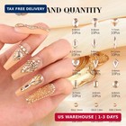 3100pcs Champagne Gold Nail Rhinestones Kit  1 5-3mm Mini Nail Gems   Multi Shap