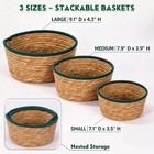 3 Set Seagrass Woven Storage Baskets  Handmade Farmhouse Organizer Bins For K   