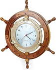 Brass Nautical Full Porthole Time S Clock Ship Wheel   Pirate s Maritime Vintage