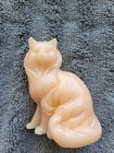Vintage Pink Alabaster Curio Cabinet Cat Figurine From Franklin Mint