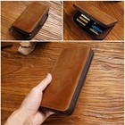 Genuine Leather Zipper Pencil Case Retro Pen Pouch School Student Stationery Bag