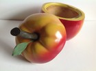 Vintage Rare Apple Shape Ice Bucket Glass Inner Home Bar Display