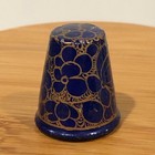 Enameled Cloisonne Thimble Blue Gold Floral Vintage Style Decorative Sewing