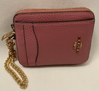 Coach Card   Coin Case With Zipper  Chain Wristlet  Id  Cc  Old Rose Leather