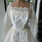 1960s Rare Handmade Vintage Wedding Gown Sheer Creamy Lace Maxi Dress Veil Skirt