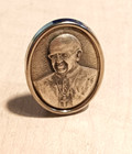 Mini Silver Tone Pope Francis Standing Metal Plaque Religious Decor 1 1 2 Inch