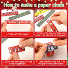 300pcs Christmas Paper Chains  Printed Creative Craft Paper Decorations With Glu
