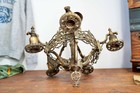 Antique Vintage Gothic Cast Iron Hanging Light Chandelier Spanish Revival 5 Arm
