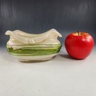 Antique Kralik Art Glass Bowl Corded Series C 1904 Pearl Iridescent Green Thread