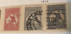 Australia Stamp Scott  2  3  4 Stamps Map   Kangaroo Fine Used Carmine Blue Grey
