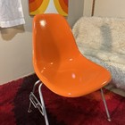 Vintage Orange Herman Miller Eames Fiberglass Shell Chair Stacking Base