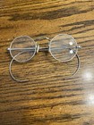 Vintage 1930s Silver Toned Gold Filled  Wire Round Eyeglasses With Case 