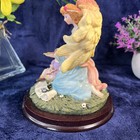 Guardian Angel Figurine With Girl Child Holding Dragonfly Reading Vintage