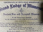 Grand Lodge Of Mn 50 Year Membership Cert 1970 Freemason Af Am Richardson Sur
