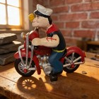 8 x6  Heavy Duty Cast Iron  popeye  Riding A Motorcycle   ships Free 