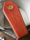 Cherry Wood Coffin Box Day Of The Dead Gold Emblem     Doll Tarot Case 10  Gothic