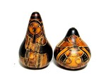 Souvenir Africa Wood Burned Etched People W  Drum Flute Gourds Miniature 3 75 