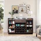 Glass Door Sideboard Buffet Storage Cabinet W adjustable Shelve Coffee Bar Table