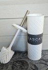 Toilet Brush Set White   Stainless Embossed Diamond Pattern Cascata Collection 