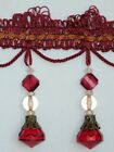 4  Crystal Beaded Tassel Fringe Trim Red Burgundy Gold Green Sold By The Yard