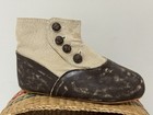 Antique Child Leather Victorian Edwardian High Button Boots In Basket