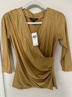 Ralph Lauren Metallic Gold Faux-wrap V-neck Top