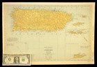Vintage Puerto Rico Map Wall Art Railroad Large Original Porto Rico Old Antique