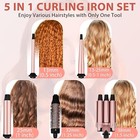 5 In 1 Curling Iron Set    3 Barrell 4 Interchangeable Pieces   Brush Crimper