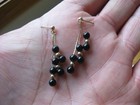 Vintage 14k Gold Earrings - Dangle 1 5 Inch Fancy Black  onyx     Gold Beads