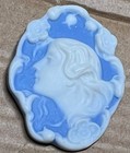 Stella Rzanski Jasperware Button Cameo Lady Ceramic Porcelain Nice Border 1 5 8