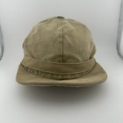 Vtg Tan Canvas Hunting Fitted Hat Fishing Beige Ear Flap Youth Cap 40s 50s