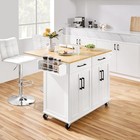Rolling Kitchen Island Cart Drop Leaf 49  Width On Wheels With Storage Cabinet