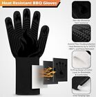Bbq Gloves  1472  f Heat Resistant Fireproof Mitts  Silicone Non-slip Bl Or Re