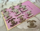 Lot Of 10 Silver Tone 18x15mm Chanel Cc Coco Button Buttons Stamped Steel