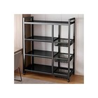 4-tier Rolling Metal Storage Cart 36 2in Wide Kitchen Organizer Black