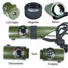 7 In 1 Survival Whistle Compass Led Light Thermometer Military Camping Emergency