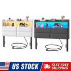 4 Size Velvet Upholstered Headboard Only With Storage Led Light Charging Station