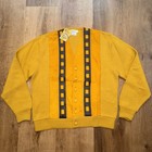Vtg 50s 60s Sportswear Sweater Mens Cardigan Leather Suede Mcm Mod Nos New Large