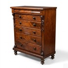 Antique American Empire Chest Of Drawers Flame Mahogany Dresser 19th C Vintage H