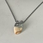 Bull Elk Ivory Pendant Necklace - Tooth Has Rare Caramel Bullseye  925 Sterling