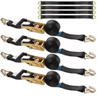 4 Pack Car Tie Down Straps For Trailers With J Hooks - 2  X 10  Heavy Black