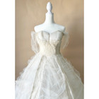 Ethereal 1950s 1960s Princess Wedding Gown With Off The Shoulder Shawl  Tulle  