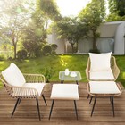 5 Piece Patio Furniture Set Outdoor Wicker Small Conversation Bistro Set