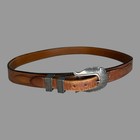 Vintage Thomas Singer Sterling Silver Brown Leather Navajo Belt 