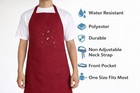 Solid Non-adjustable Burgundy Kitchen Apron Server Chef Apron With Pocket