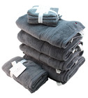 Tommy Hilfiger Set Of 10 Dark Gray Stitched Th Logo 100  Cotton Bath Towel Set